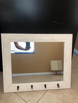 Wall Mirror with Key Hooks