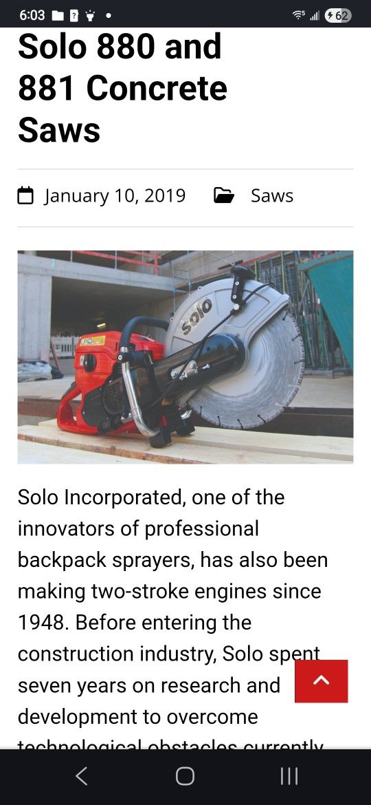 Solo Gas Powered Concrete Saw