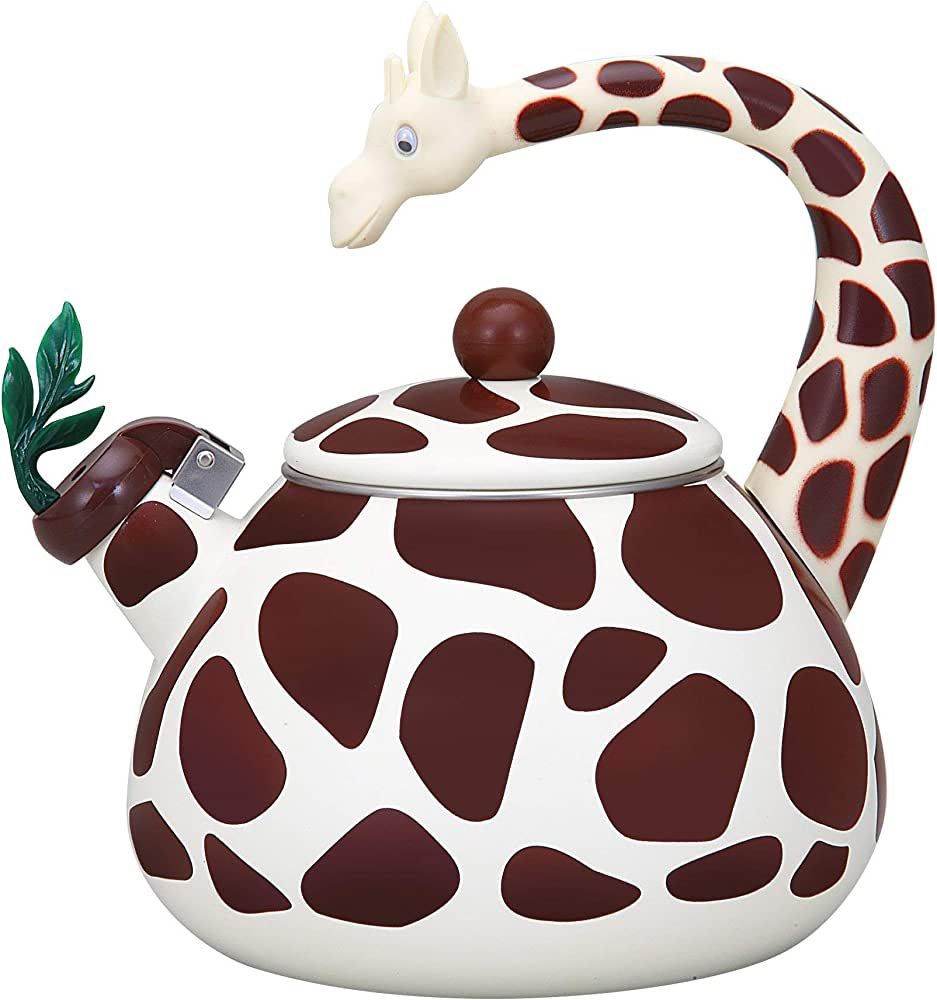 Giraffe 2.3 Quart Enamel Over Steal Teapot