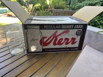Set of 11 Vintage Kerr Quart Mason Jars – 32 oz Regular Mouth – With Original Box (No Lids) 