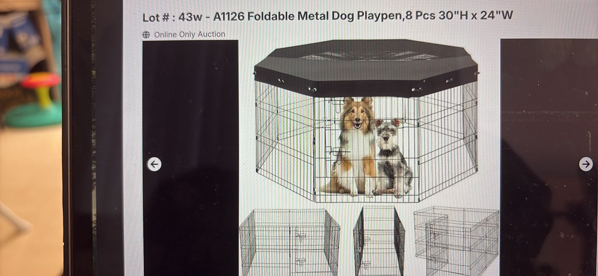 New Foldable Metal Dog Playpen, 8-pieces, 30”h X 24”w (A1126)