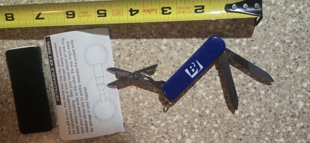 Vtg Bj Services Blue 3 Blade Swiss Army Knife Original