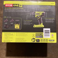 RYOBI ONE+ 18V Lithium-Ion Cordless 1/4 in. Impact Driver Kit with (2) 1.5 Ah Batteries, Charger, and Bag Bf