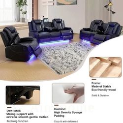 Brand new 3 Piece Black Leather Recliner Sectional