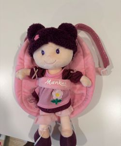 Toddler baby girl plush soft backpack doll