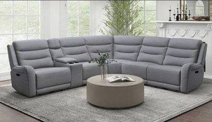 Brand New Grey Super Plush Reclining Sectional Sofa