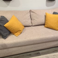 Modern Beige Sofa Couch – Clean, Comfortable, Neutral Color