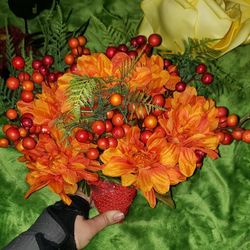 Handmade Wedding Bouquet Fall Flower Arrangement Halloween Party Costume Cosplay Orange Flowers