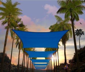 12' x 12' Blue Square Sun Shade Sail 95% UV Block for Backyard
200GSM HDPE Water & Air Permeable Fabric, Outdoor Canopy for Patio Backyard and Deck,