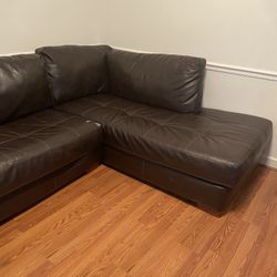 Brown Leather Sectional And Reclining  Chair