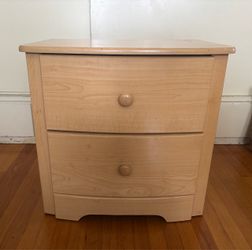 Light wood two-drawer nightstand