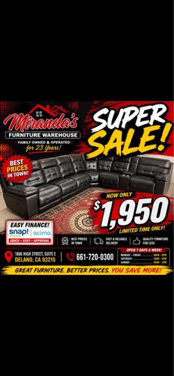 Black Leather Reclining Sectional Sofa