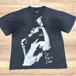 UFC Jon Jones Black Graphic Tee MMA Champion Fighter Acid Washed T Shirt Mens L