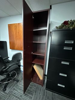 Cherry Wood Finished 4 Shelf Cabinet