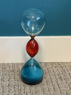 [Price Lowered] Large Color-Block Glass Hourglass – Decorative Only