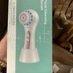 Facial Cleansing Brush Red & Blue LED Light Skin Care Device Rechargeable