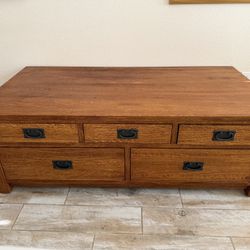 10 Drawer Solid Oak Coffee Table