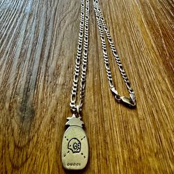 Gucci Ghost Pineapple Pendant With Chain SILVER