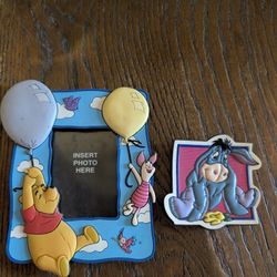 Walt Disney Winnie The Pooh Piglet Acrylic Fridge Magnet & a Eyeore magnet