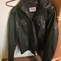 Mens Hooded Leather Levi's Jacket 