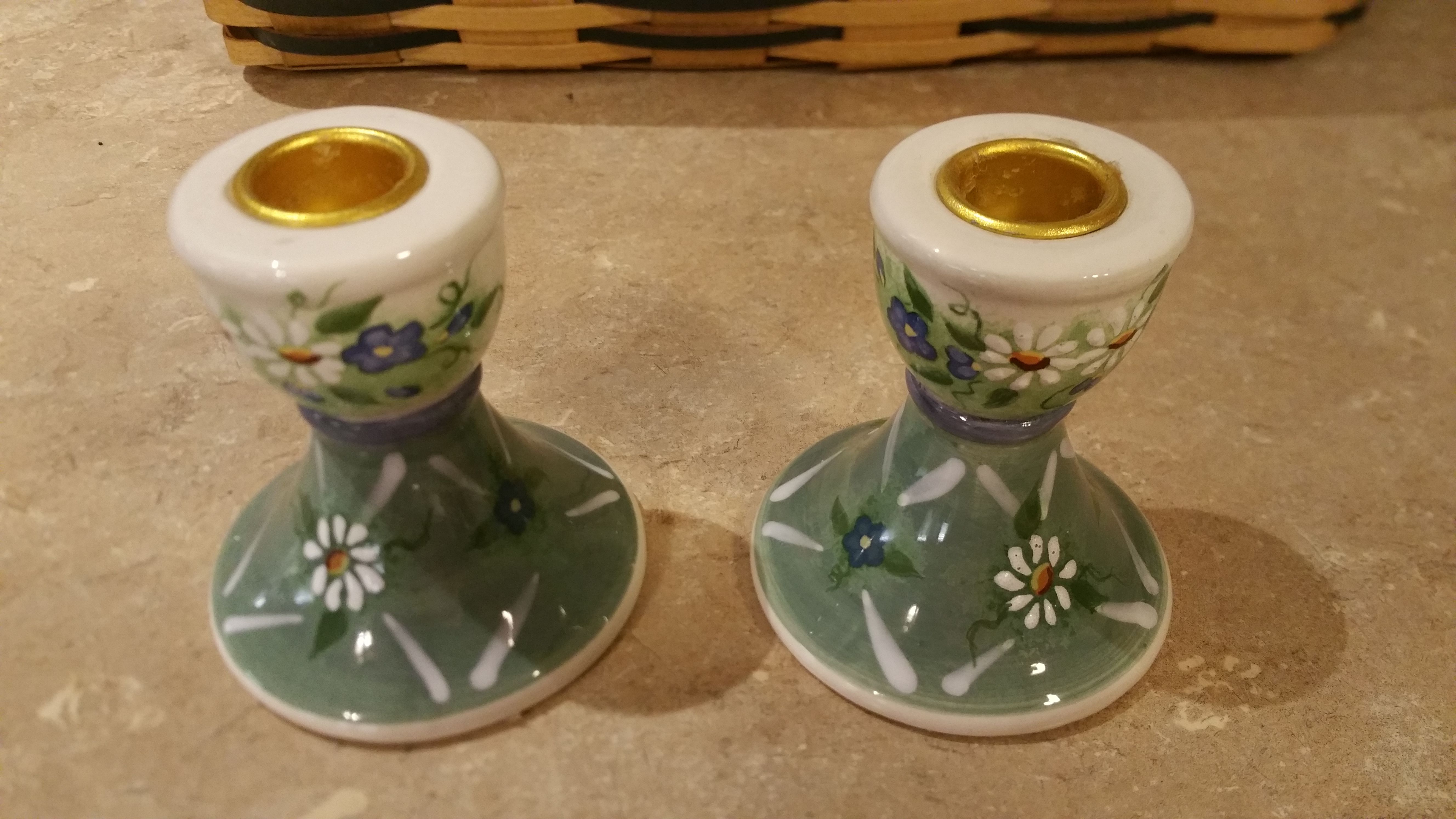 Hand-painted candle holders by Kathy hatch