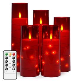 Flameless Is LED Candles with Timer 5 pc - Red 