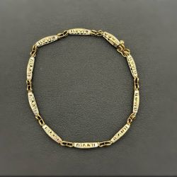 10k two tone gold white gold heart bracelet 7.5” bracelet 3.50 mm wide 0.5 CTW