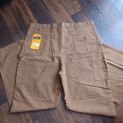 44x36 CARHARTT Loose Fit Washed Duck Utility Work Pants Men's Straight Leg Brown