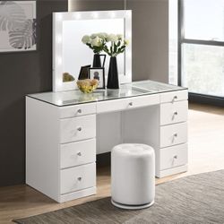 WHITE VANITY TABLE & STOOL

