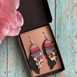 The Leopard, The Serape, and The Black Faux Leather Earrings