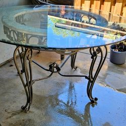 Large Glass/ ROD IRON DINNING TABLE
