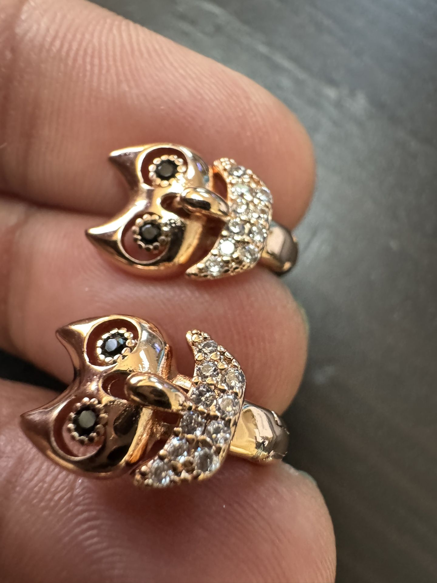 585 14K RG Stamped Gold Wise Owl Stud Earrings