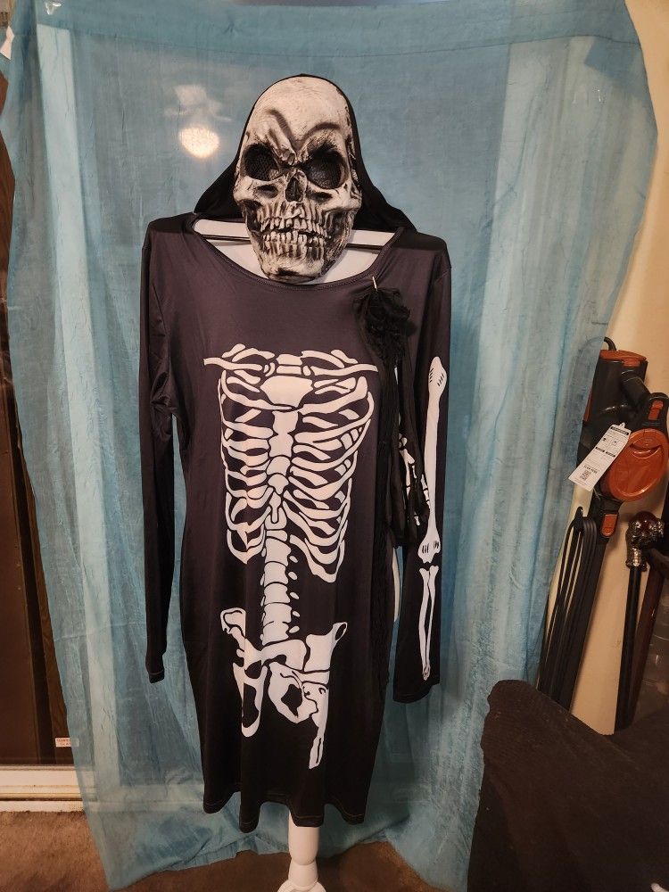 Female Scary Sexy Dress Skeleton Costume 