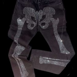 MNML Men's Black and Silver Jeans