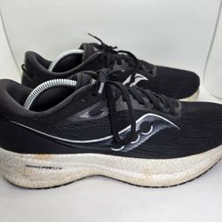 Saucony Triumph 21 Shoes Mens 10.5 Black Running Athletic Distance Road Sneakers