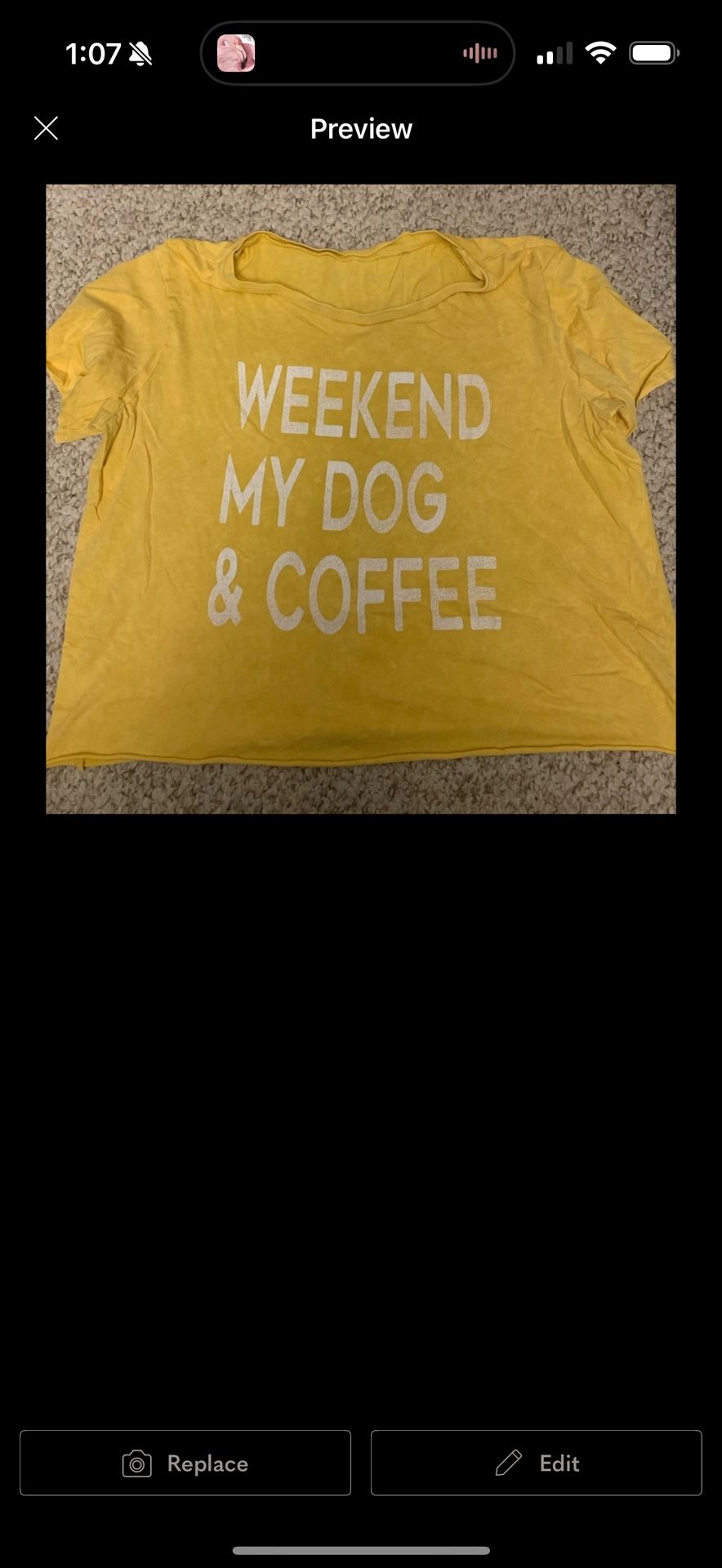 WOMENS XL CROP TOP SHIRT TOP COFFEE DOG