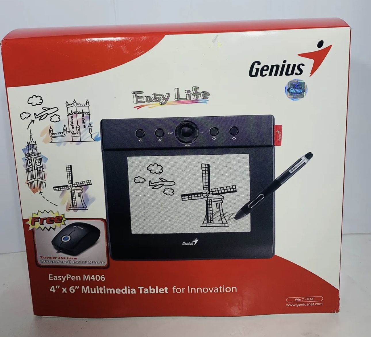 Genius EasyPen M406 4" x 6" Active Area USB Multimedia Tablet with Cordless Pen
