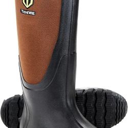 TIDEWE Rubber Boots for Men Multi-Season, Waterproof Rain Boots with Steel Shank, 6mm Neoprene Sturdy Rubber Outdoor Hunting Boots (Black, Brown, Next