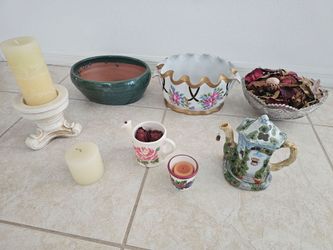 Antique vintage bowls & candle holders