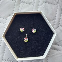 Earrings And Pendant In  Sterling Silver and Different Stones 