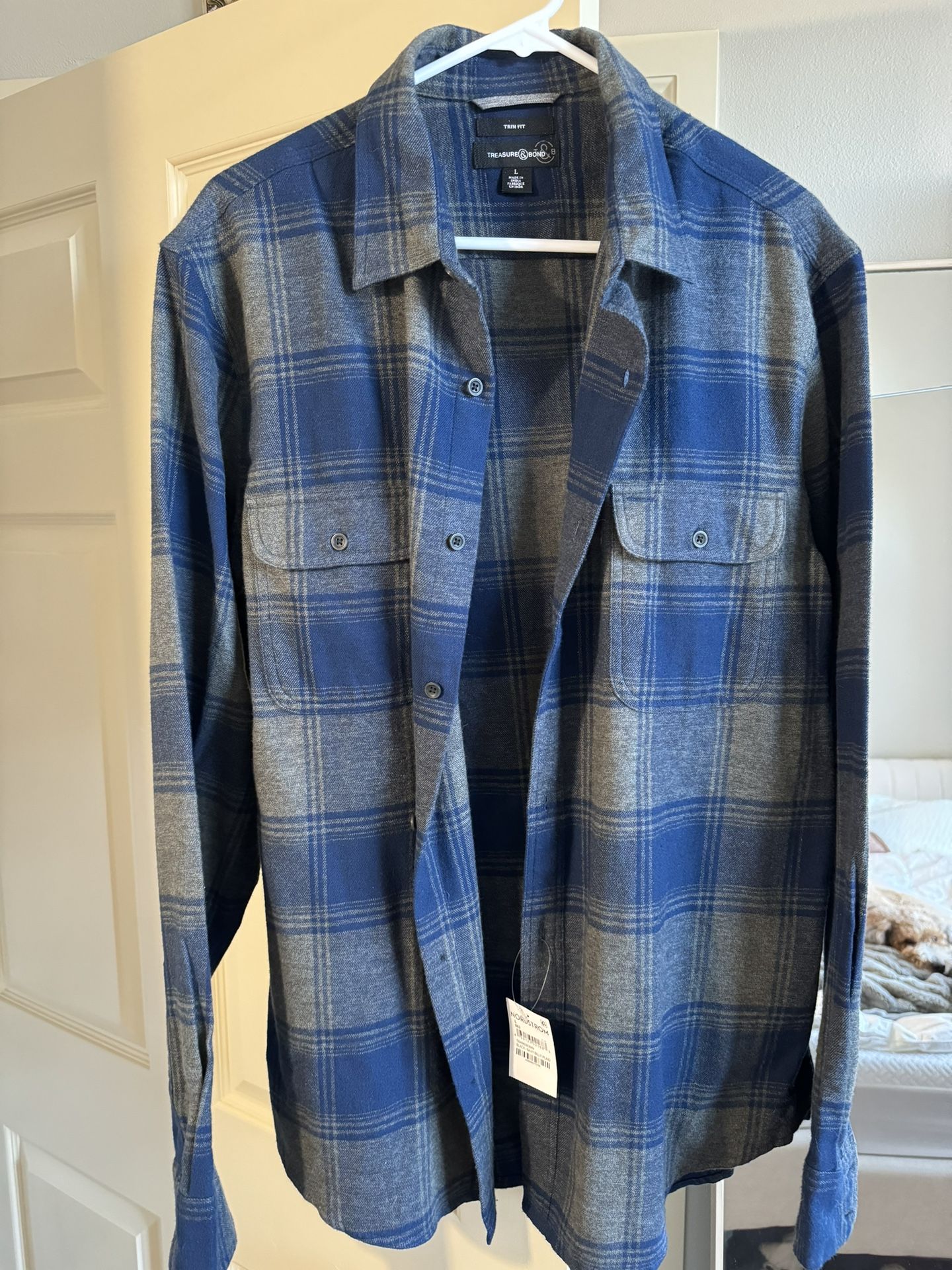 Treasure & Bond Plaid Flannel Shirt Size Large