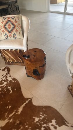 Real wood trunk side table