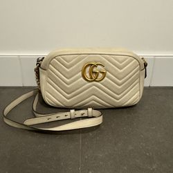 Gucci GG Marmont Cream and Gold Crossbody Bag