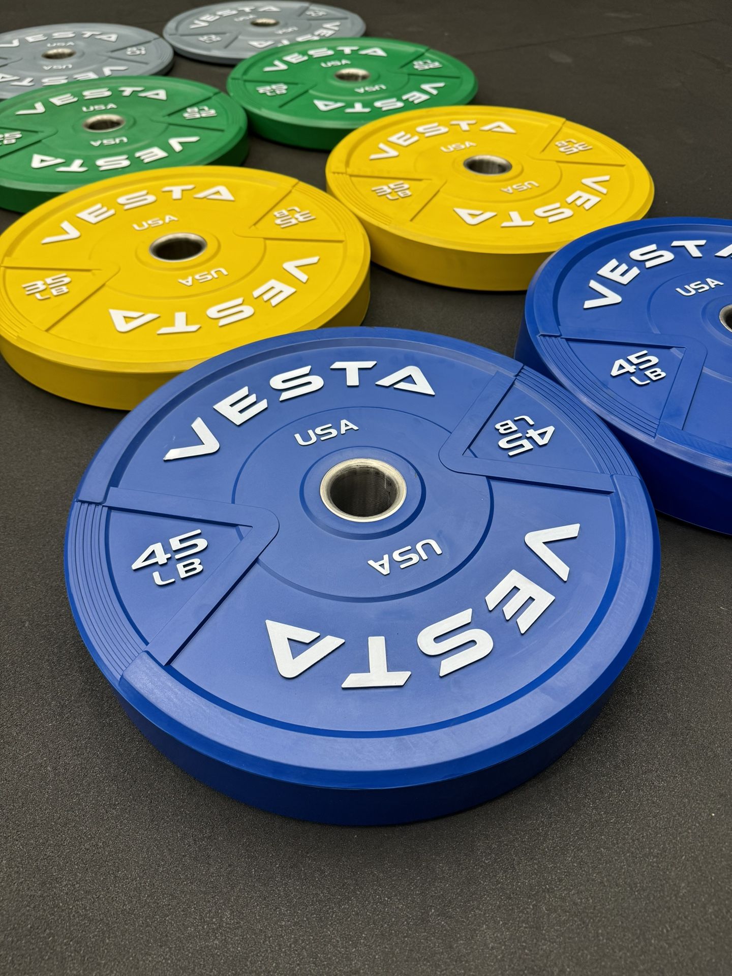 Vesta Color Bumper Plates | 230lbs set | Fitness | Gym | Weights | 2inch holes | New in boxes |