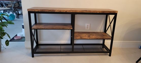Industrial Wood and Metal Console Shelf