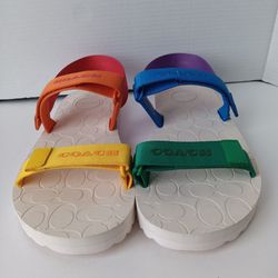 Size 13 Coach Men's Sport Sandal In Jacquard Rainbow
