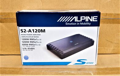 Alpine S Series Mono Subwoofer Amplifier 2400 Watts Power Amp S2-A120M 🚨 Payment Options Available 🚨 No Credit Needed 🚨