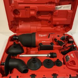 Milwaukee M12 12-Volt Lithium-Ion Cordless Drain Cleaning Airsnake Air Gun Kit with (1) 2.0Ah Battery, Toilet Attachments