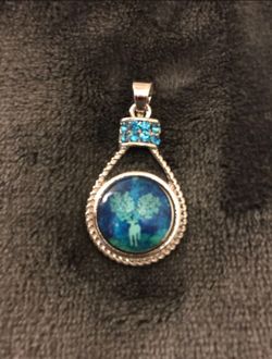 Blue Rhinestone Bar Silver Rope Deer Full Antler Pendant Winter Jewlery