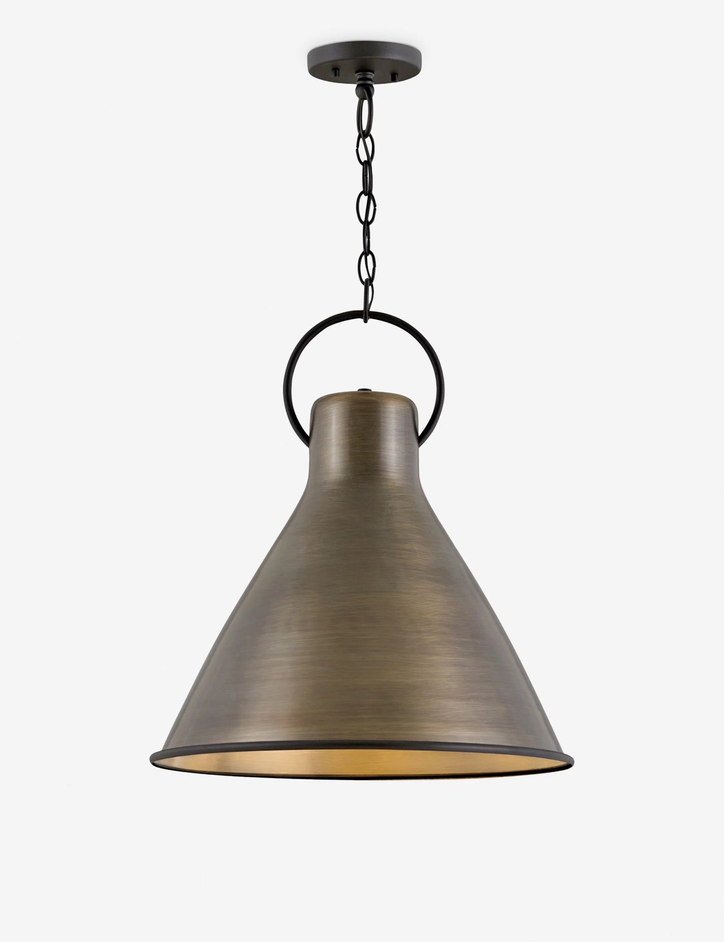 Rustic Antique Brass Whatley Pendant Light Oversized Ring